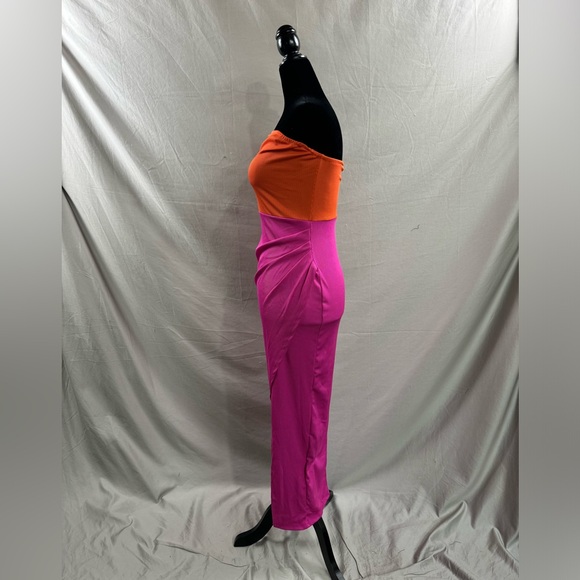 Slit Thigh Rib-knit Tube Dress Pink Orange - Picture 8 of 8
